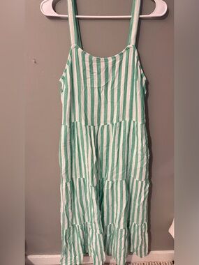 Striped Green and White Tiered Sundress